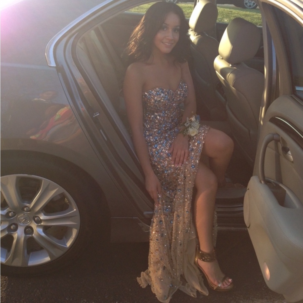 Glamorous Strapless Maxi Dress with Slit